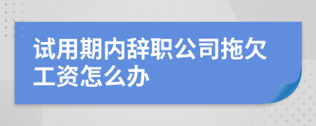 試用期內(nèi)辭職公司拖欠工資怎么辦