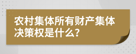 農(nóng)村集體所有財(cái)產(chǎn)集體決策權(quán)是什么？