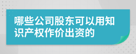 哪些公司股東可以用知識(shí)產(chǎn)權(quán)作價(jià)出資的