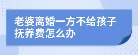 老婆離婚一方不給孩子撫養(yǎng)費(fèi)怎么辦