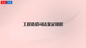 工程造價司法鑒定規(guī)程