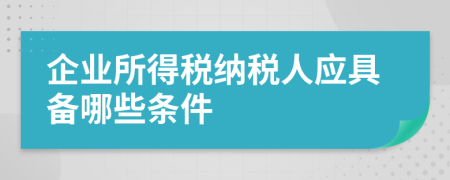 企業(yè)所得稅納稅人應具備哪些條件