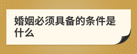 婚姻必須具備的條件是什么