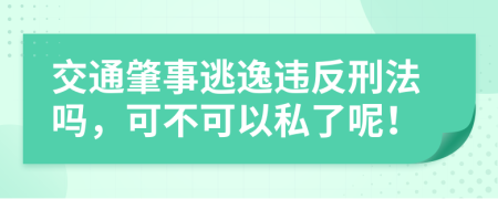 交通肇事逃逸違反刑法嗎，可不可以私了呢！