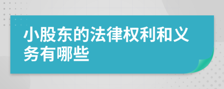 小股東的法律權(quán)利和義務(wù)有哪些