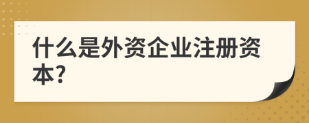 什么是外資企業(yè)注冊(cè)資本?