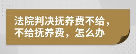 法院判決撫養(yǎng)費不給，不給撫養(yǎng)費，怎么辦