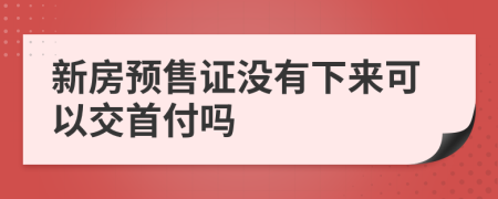新房預(yù)售證沒有下來可以交首付嗎