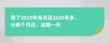 借了2020年每月還2020年多，分兩個(gè)月還，逾期一天