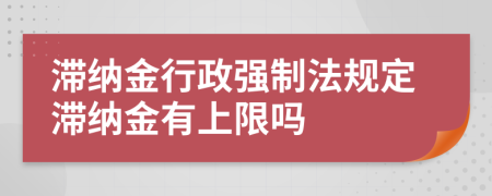 滯納金行政強(qiáng)制法規(guī)定滯納金有上限嗎