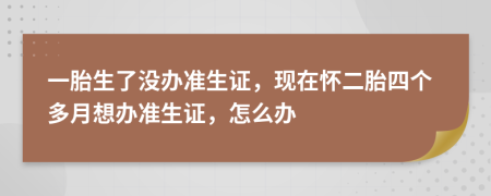 一胎生了沒(méi)辦準(zhǔn)生證，現(xiàn)在懷二胎四個(gè)多月想辦準(zhǔn)生證，怎么辦