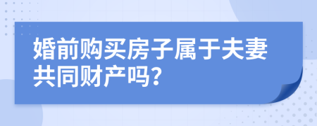 婚前購(gòu)買房子屬于夫妻共同財(cái)產(chǎn)嗎？