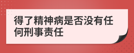 得了精神病是否沒有任何刑事責任