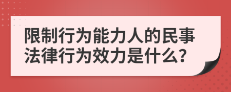 限制行為能力人的民事法律行為效力是什么？