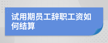 試用期員工辭職工資如何結算