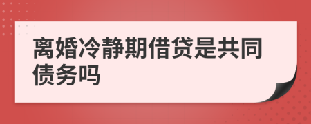 離婚冷靜期借貸是共同債務(wù)嗎