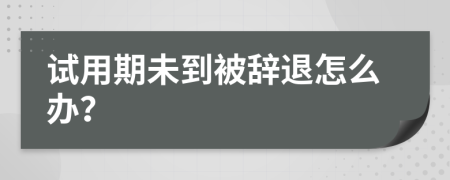 試用期未到被辭退怎么辦？