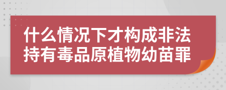 什么情況下才構成非法持有毒品原植物幼苗罪