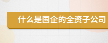什么是國(guó)企的全資子公司