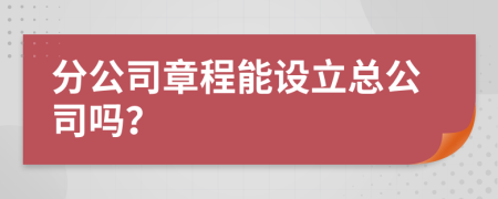 分公司章程能設(shè)立總公司嗎？