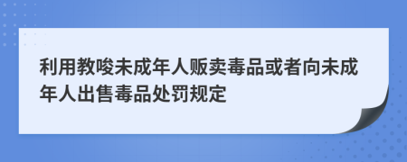 利用教唆未成年人販賣毒品或者向未成年人出售毒品處罰規(guī)定