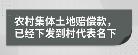農(nóng)村集體土地賠償款，已經(jīng)下發(fā)到村代表名下