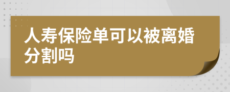 人壽保險單可以被離婚分割嗎