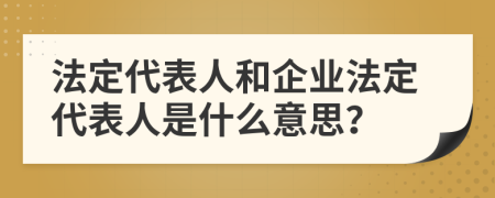 法定代表人和企業(yè)法定代表人是什么意思？