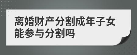 離婚財產(chǎn)分割成年子女能參與分割嗎