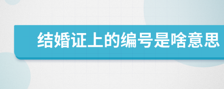 結(jié)婚證上的編號(hào)是啥意思