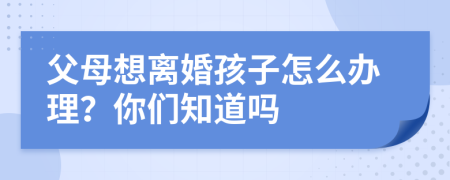 父母想離婚孩子怎么辦理？你們知道嗎