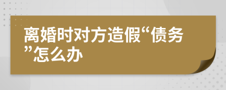 離婚時對方造假“債務(wù)”怎么辦