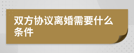 雙方協(xié)議離婚需要什么條件