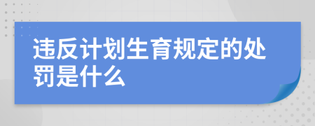 違反計(jì)劃生育規(guī)定的處罰是什么