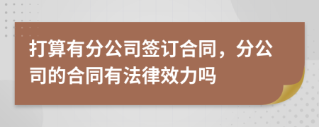 打算有分公司簽訂合同，分公司的合同有法律效力嗎