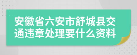 安徽省六安市舒城縣交通違章處理要什么資料