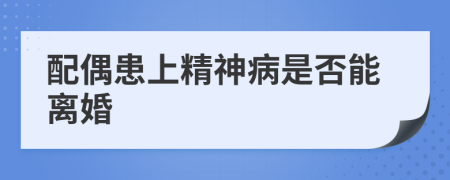 配偶患上精神病是否能離婚