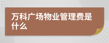 萬科廣場物業(yè)管理費是什么