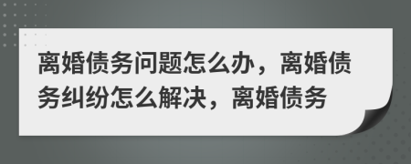 離婚債務(wù)問(wèn)題怎么辦，離婚債務(wù)糾紛怎么解決，離婚債務(wù)