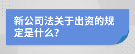 新公司法關(guān)于出資的規(guī)定是什么？
