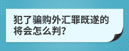 犯了騙購外匯罪既遂的將會怎么判？