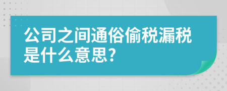 公司之間通俗偷稅漏稅是什么意思?