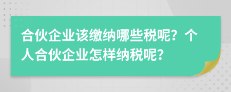 合伙企業(yè)該繳納哪些稅呢？個(gè)人合伙企業(yè)怎樣納稅呢？