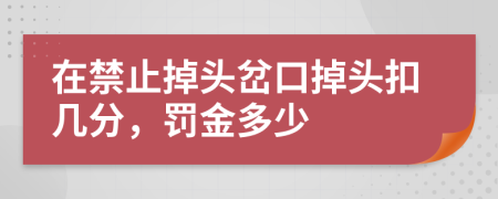 在禁止掉頭岔口掉頭扣幾分，罰金多少