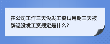 在公司工作三天沒發(fā)工資試用期三天被辭退沒發(fā)工資規(guī)定是什么？