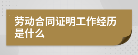 勞動(dòng)合同證明工作經(jīng)歷是什么