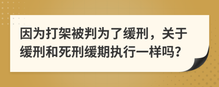 因?yàn)榇蚣鼙慌袨榱司徯?，關(guān)于緩刑和死刑緩期執(zhí)行一樣嗎？
