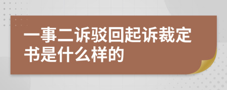 一事二訴駁回起訴裁定書是什么樣的