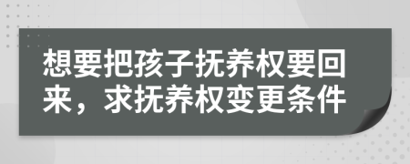 想要把孩子撫養(yǎng)權(quán)要回來，求撫養(yǎng)權(quán)變更條件