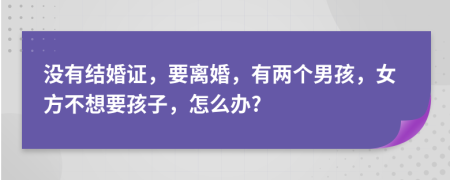 沒有結婚證，要離婚，有兩個男孩，女方不想要孩子，怎么辦?